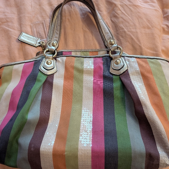 Coach Poppy Legacy Stripe Large Rocker Crossbody - Picture 6 of 13